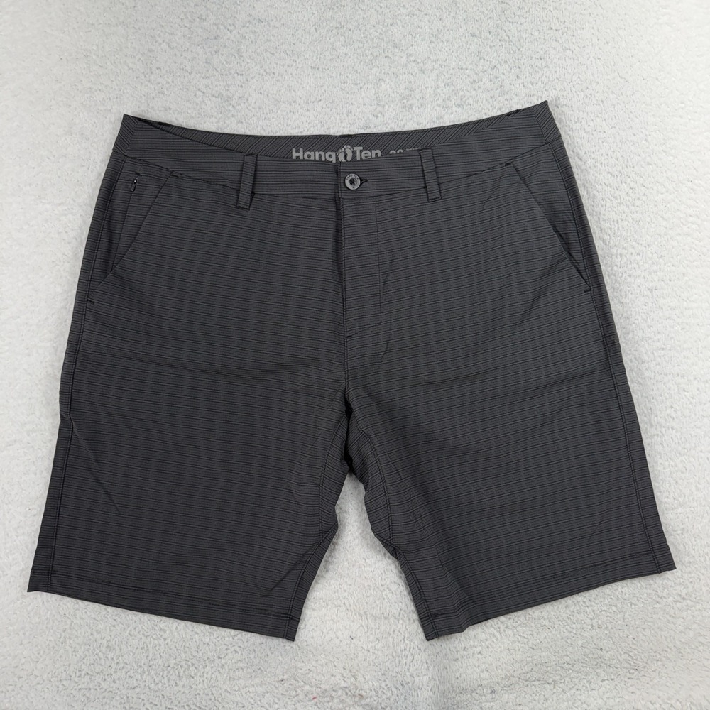 Hang Ten Shorts Surf Men 38 Gray Casual Drawstring Golf Chino Slim Fit 11 Inseam